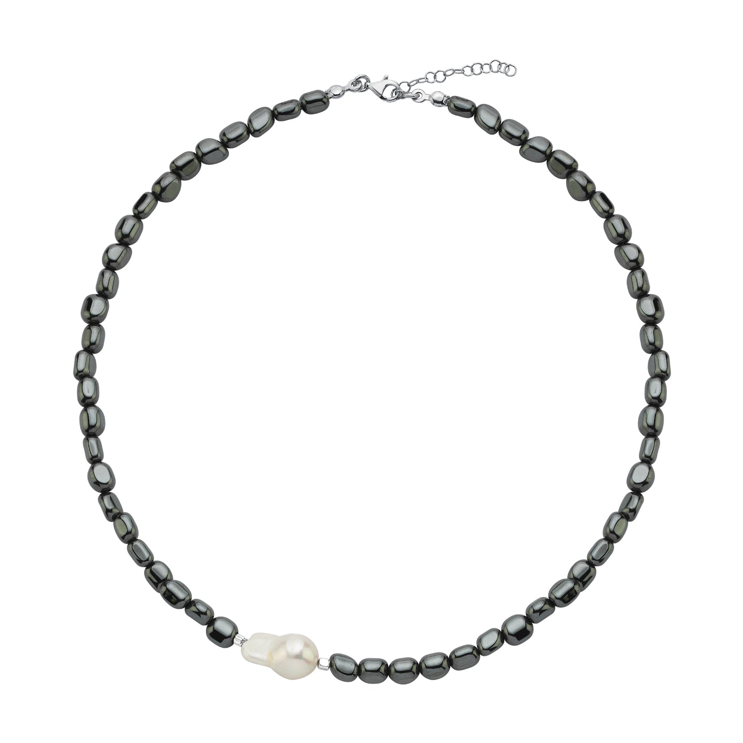 Tagma Hematite Baroque Pearl Necklace