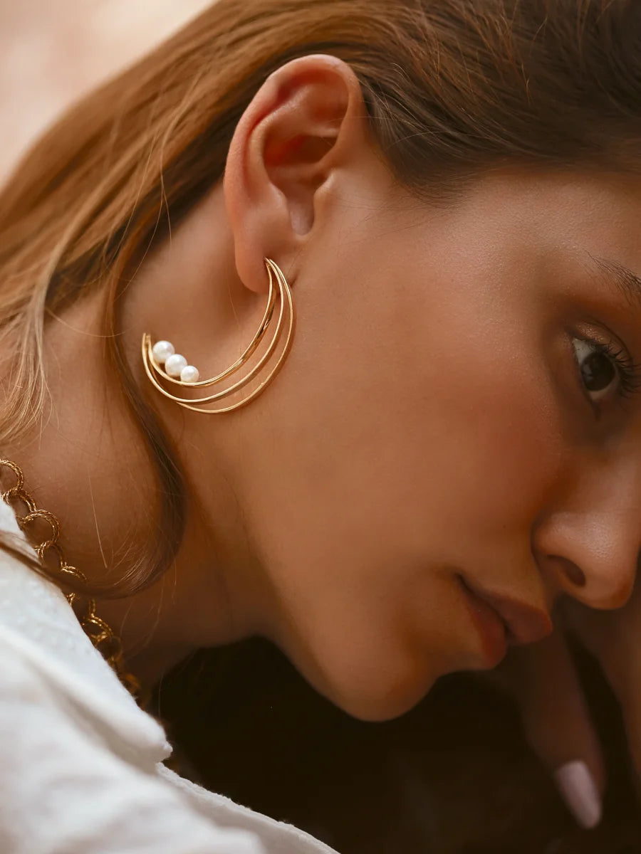 Hoop Earrings with Pearls Inside