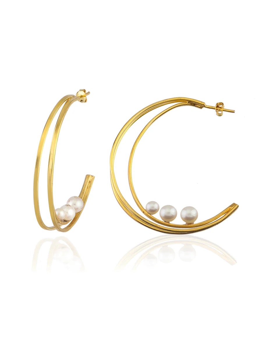 Hoop Earrings with Pearls Inside