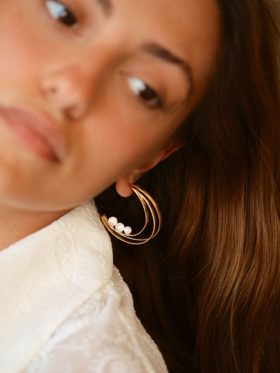 Hoop Earrings with Pearls Inside