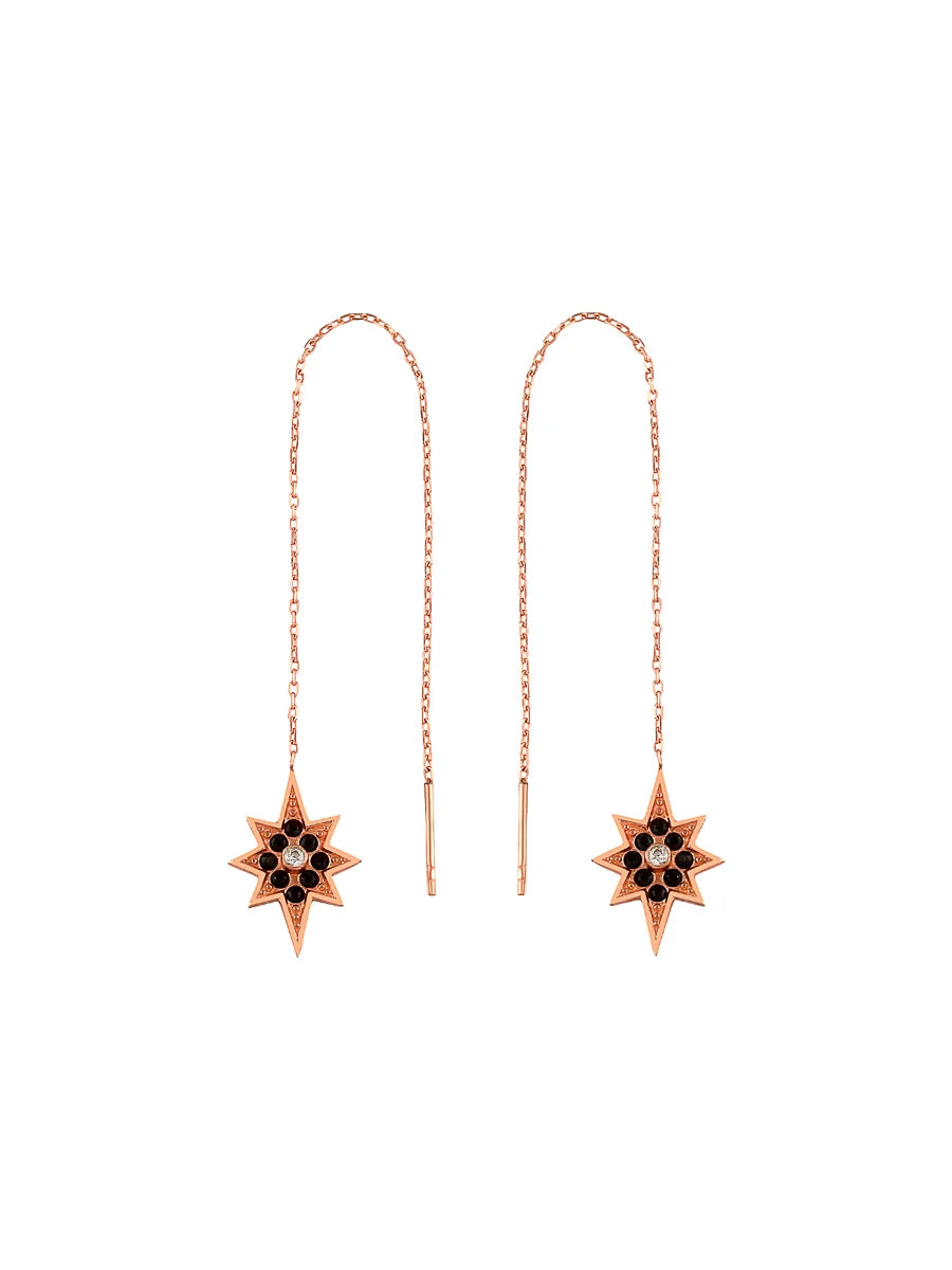 North Star Black Stone Dangle Earrings