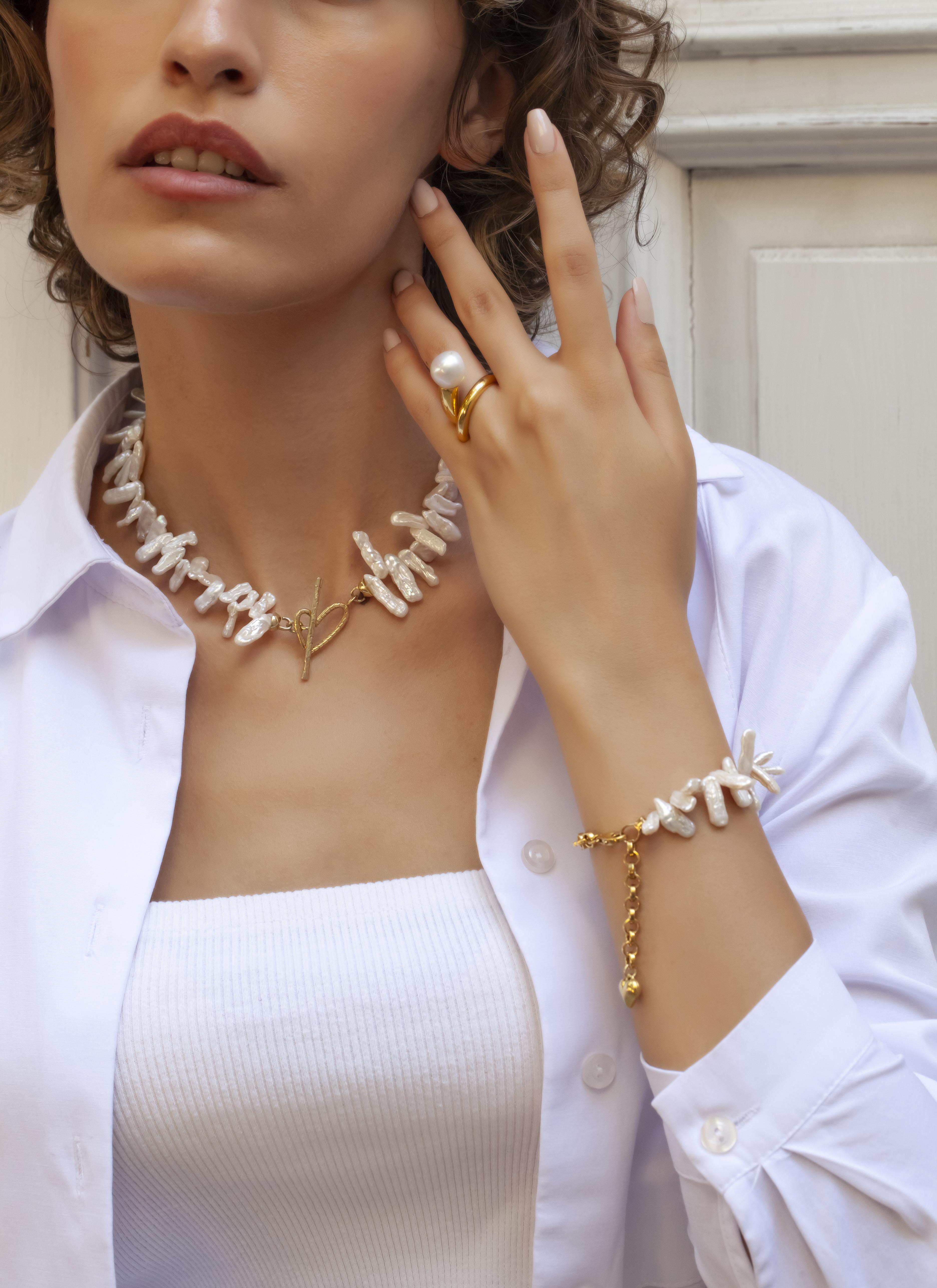 Lav Pearl Chain Bracelet