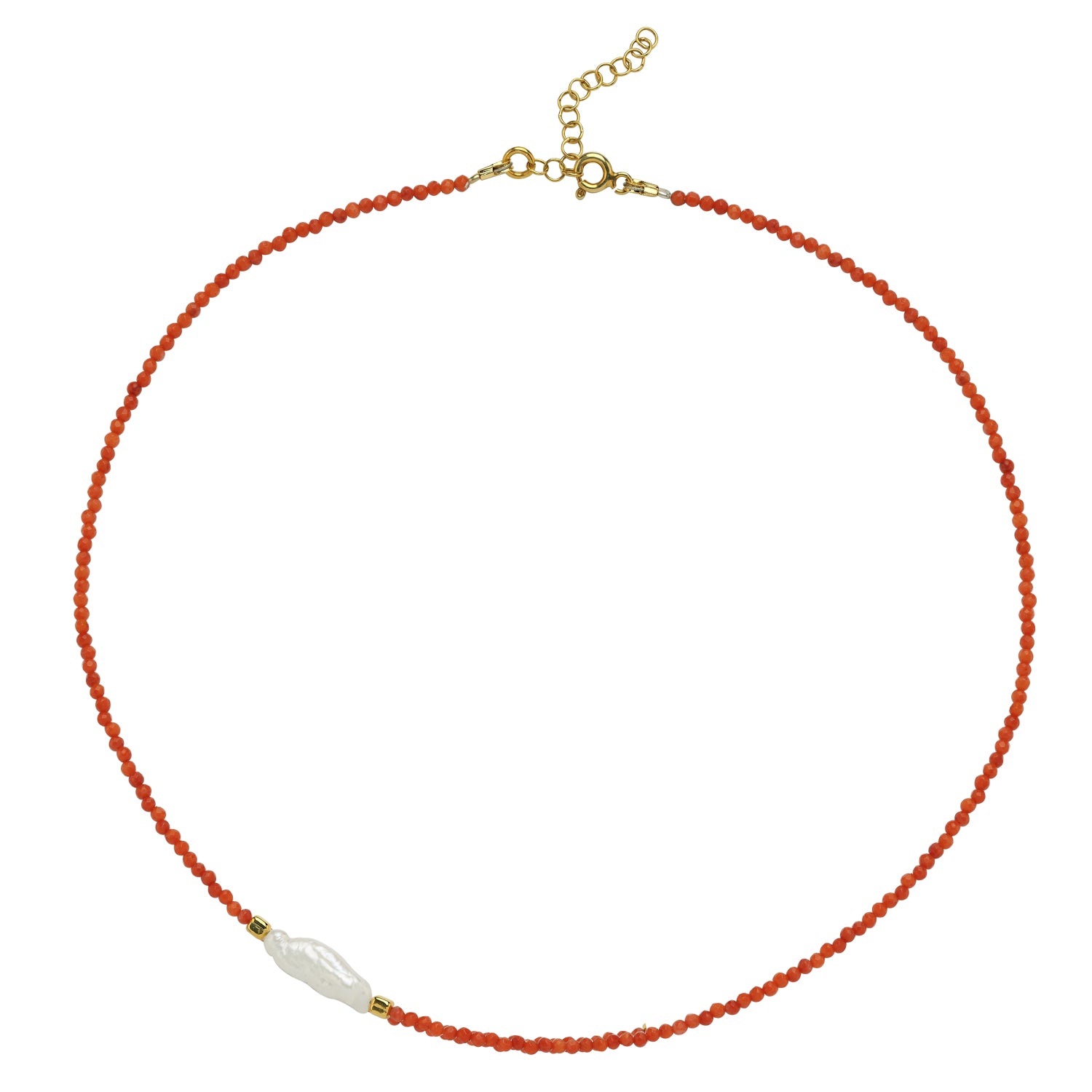 Kely Red Coral Small Pearl Necklace