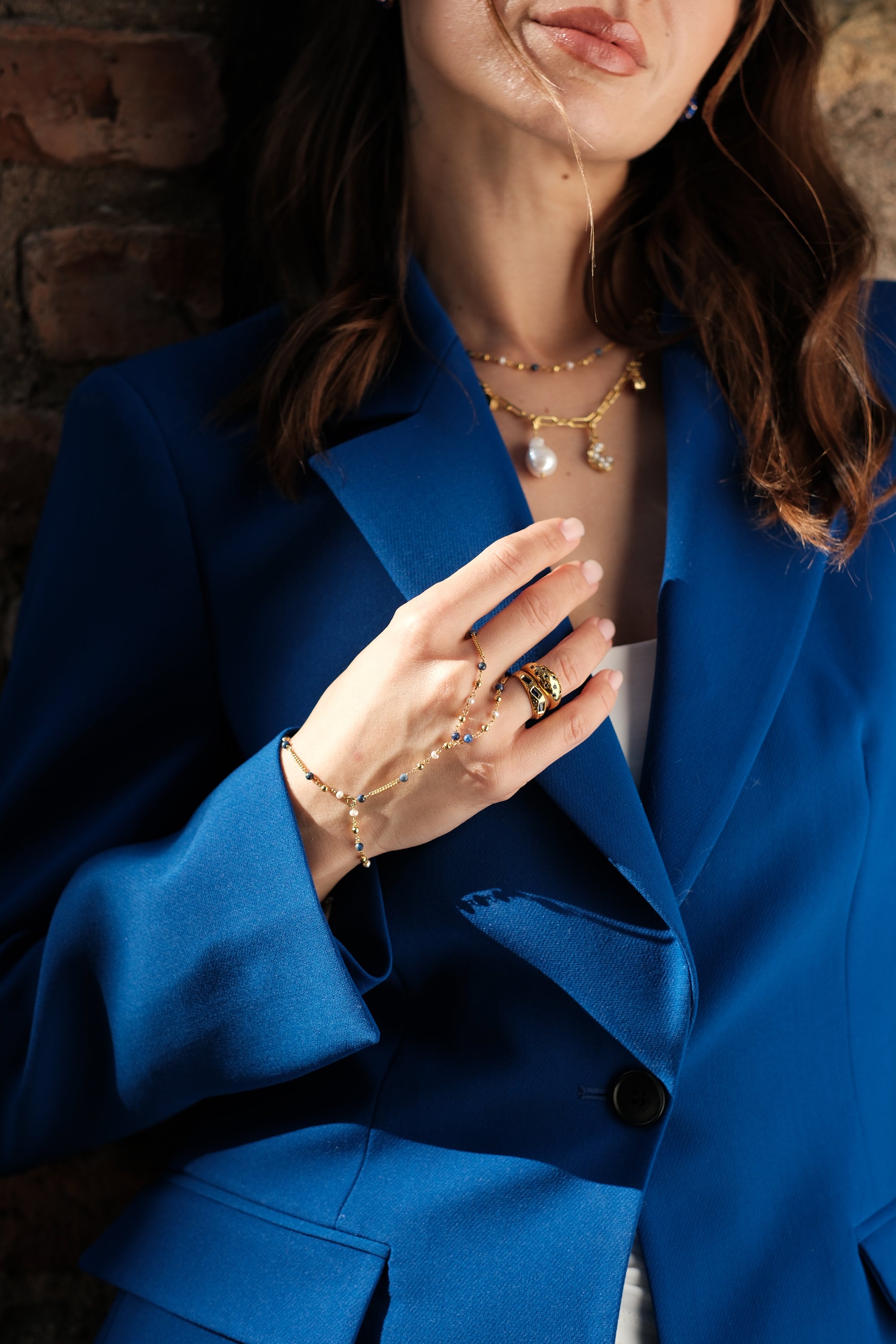 Blue Lapis Hand Chain Bracelet