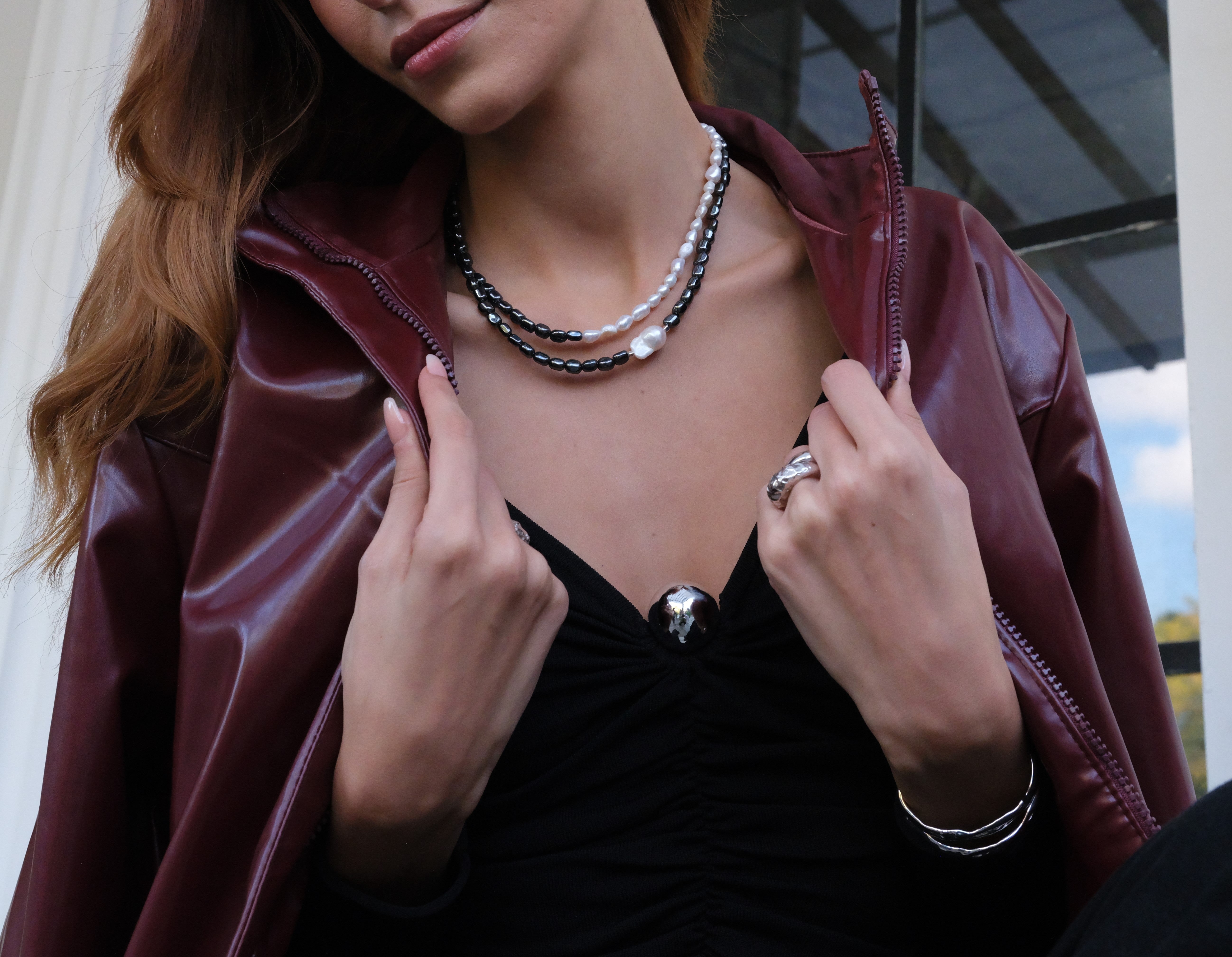 Tagma Hematite Baroque Pearl Necklace