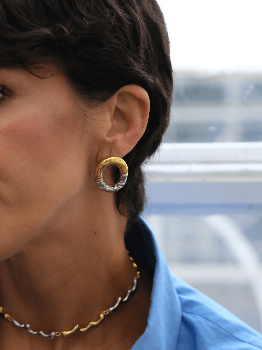 Rety Two-Tone Oval Earrings