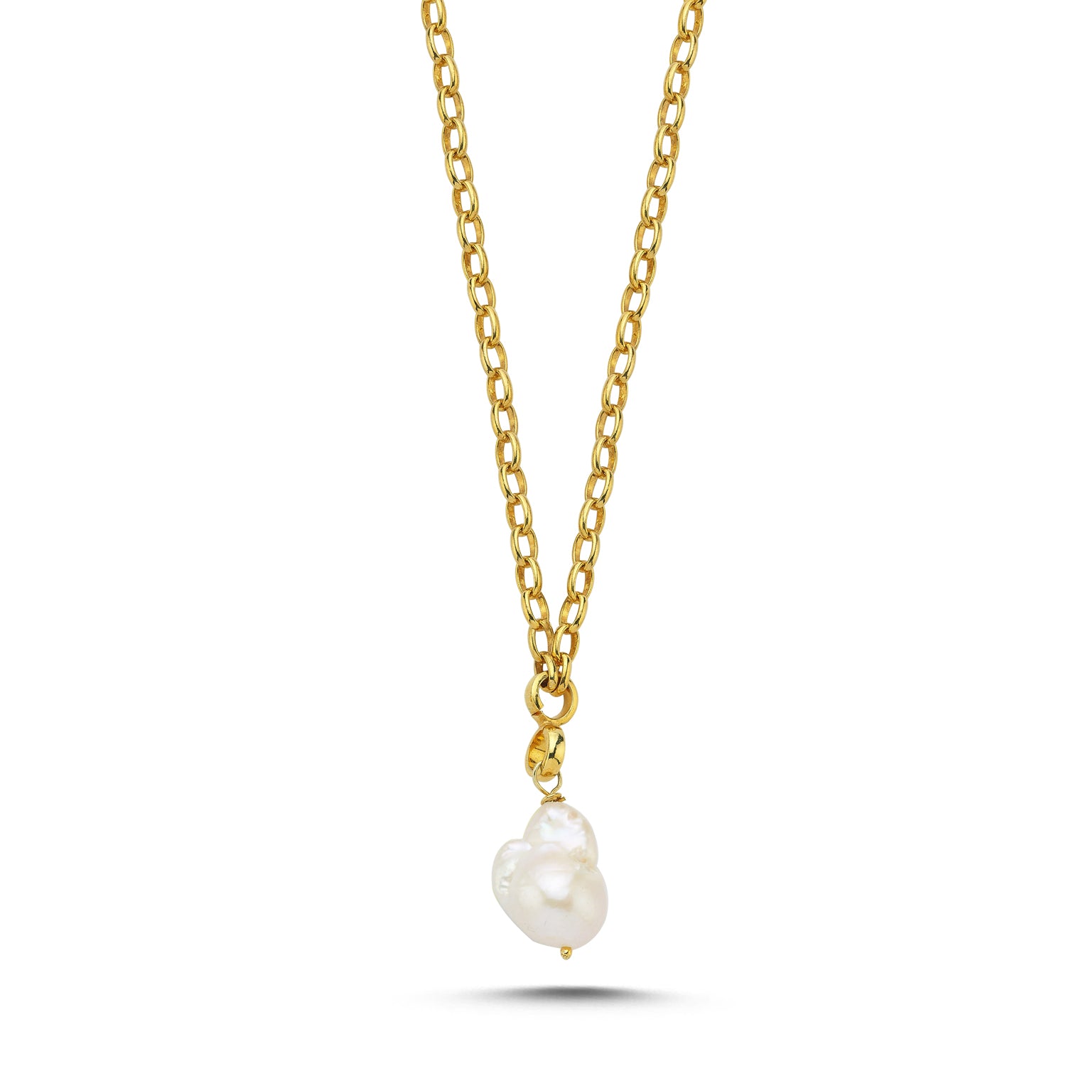 Tapy Baroque Pearl Thick Chain Necklace