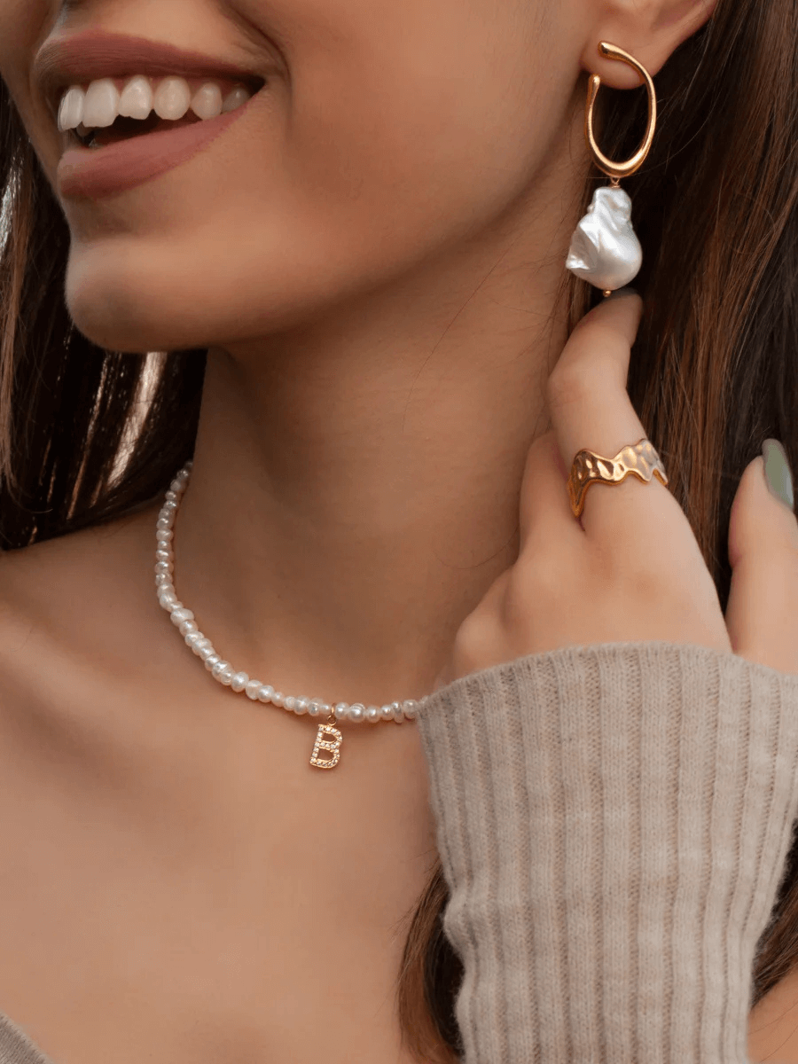 Tiny Large Baroque Pearl Earrings