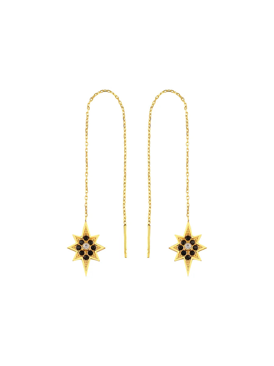 North Star Black Stone Dangle Earrings