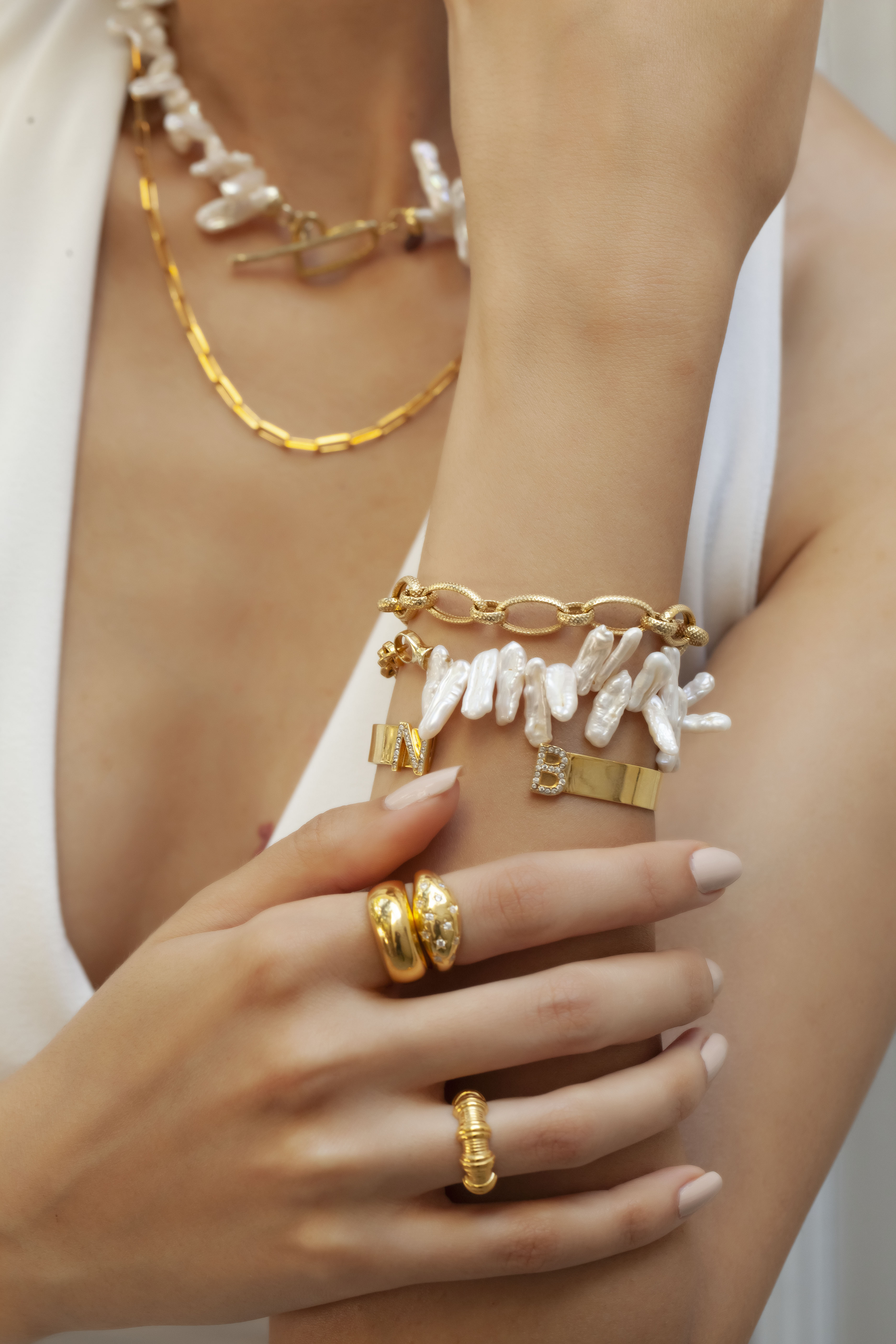 Lav Pearl Chain Bracelet