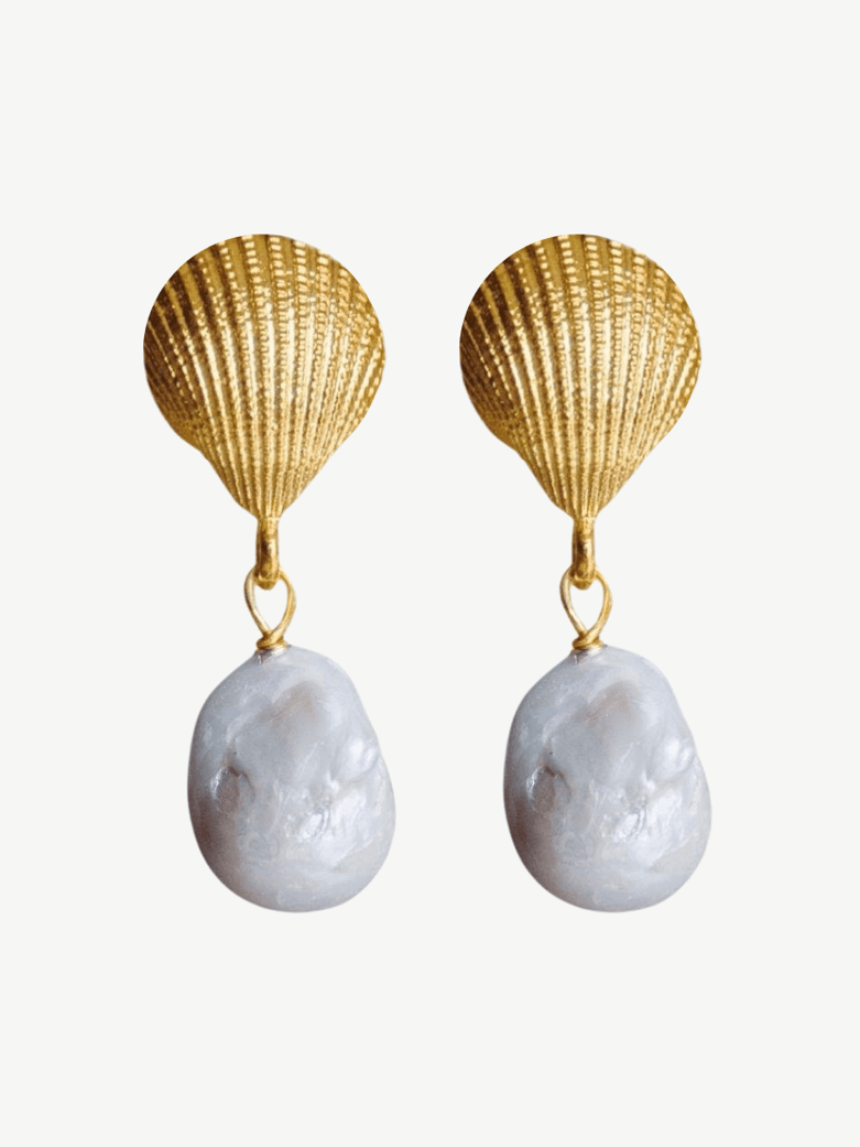 Seashell Baroque Pearl Earrings