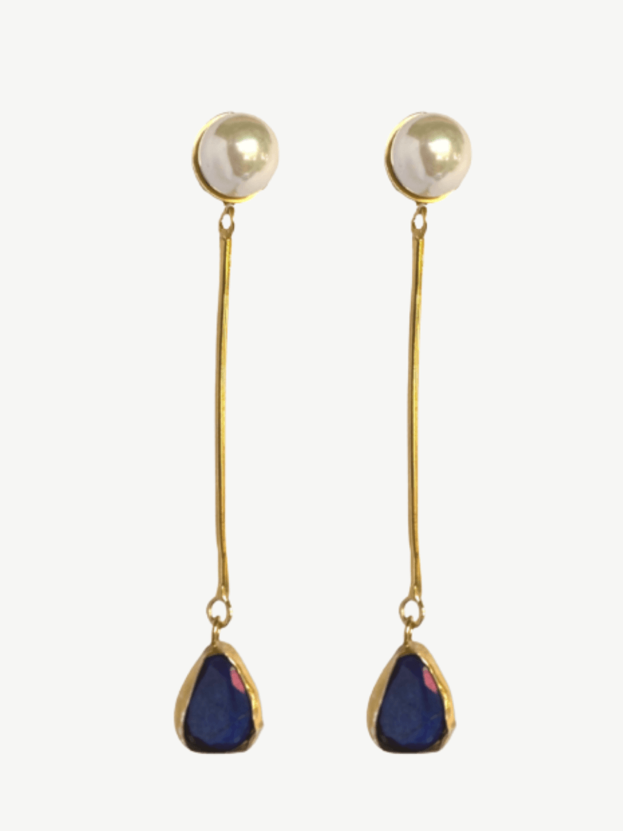 Lapis Lazuli Natural Pearl Earrings