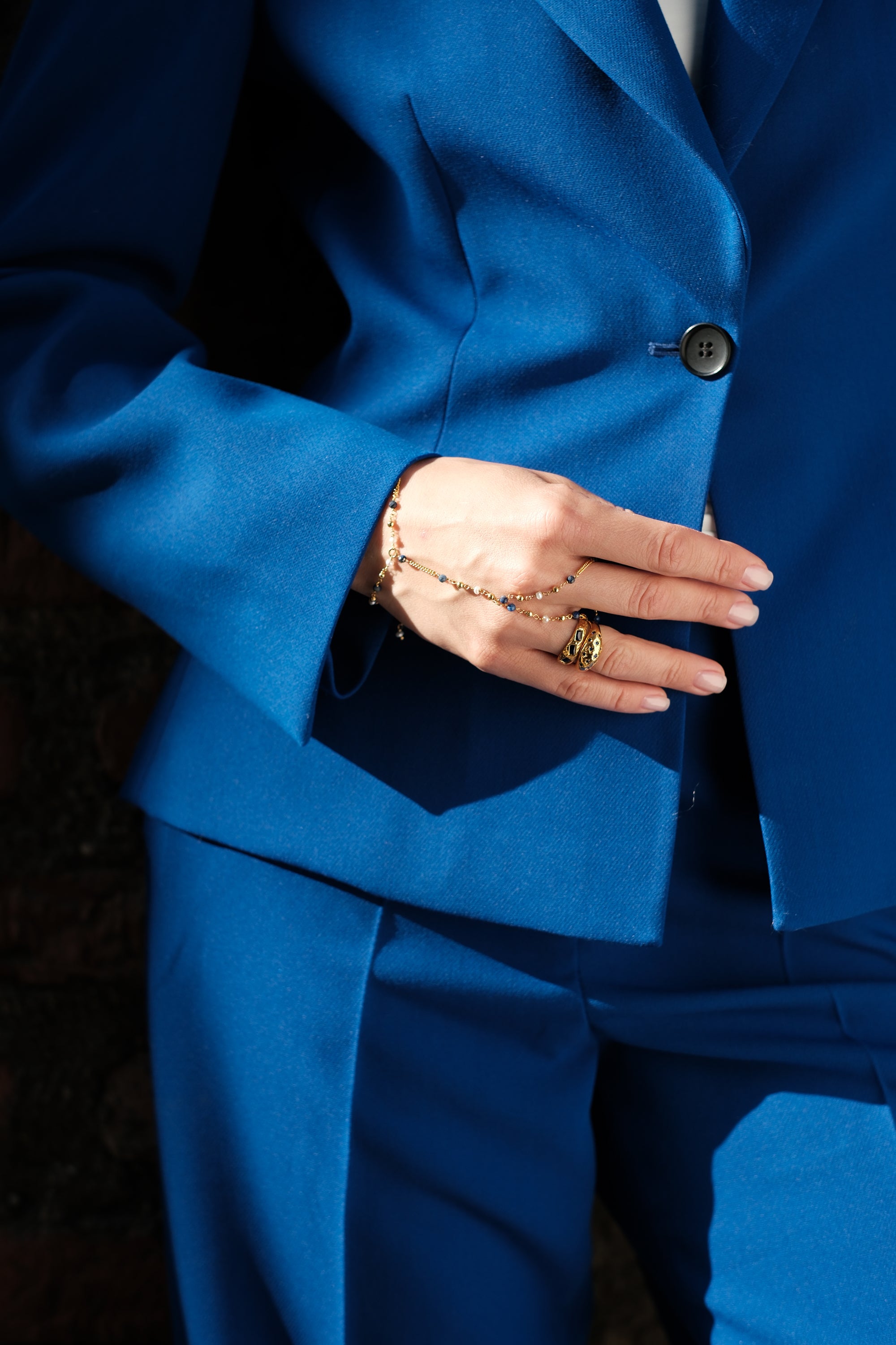 Blue Lapis Hand Chain Bracelet