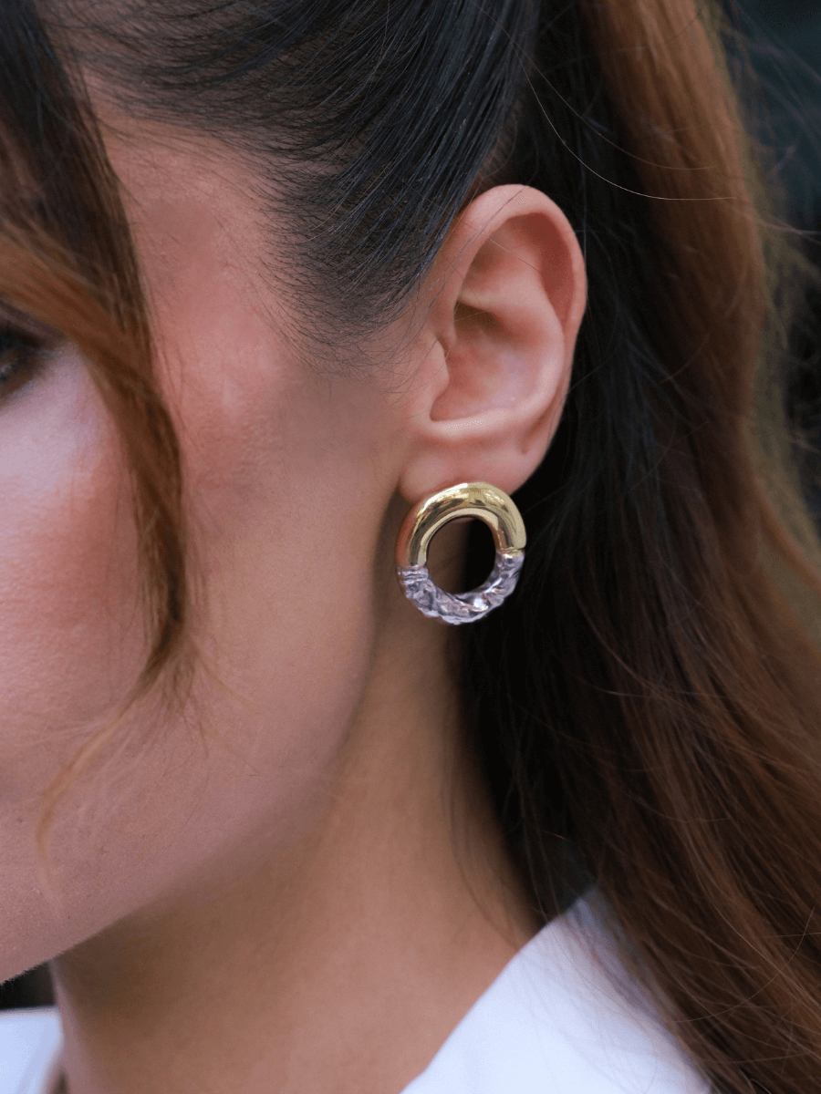Rety Two-Tone Oval Earrings