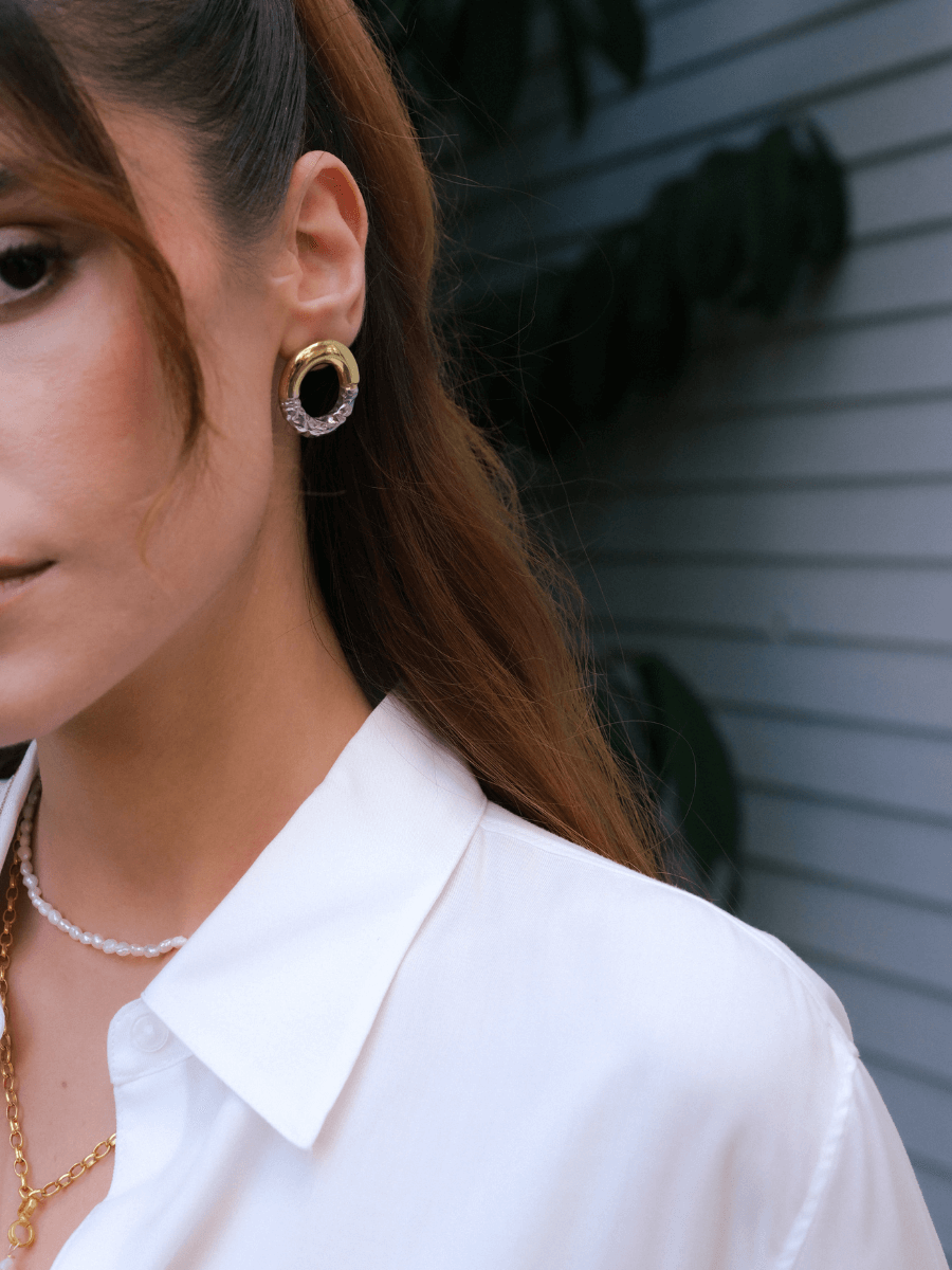Rety Two-Tone Oval Earrings