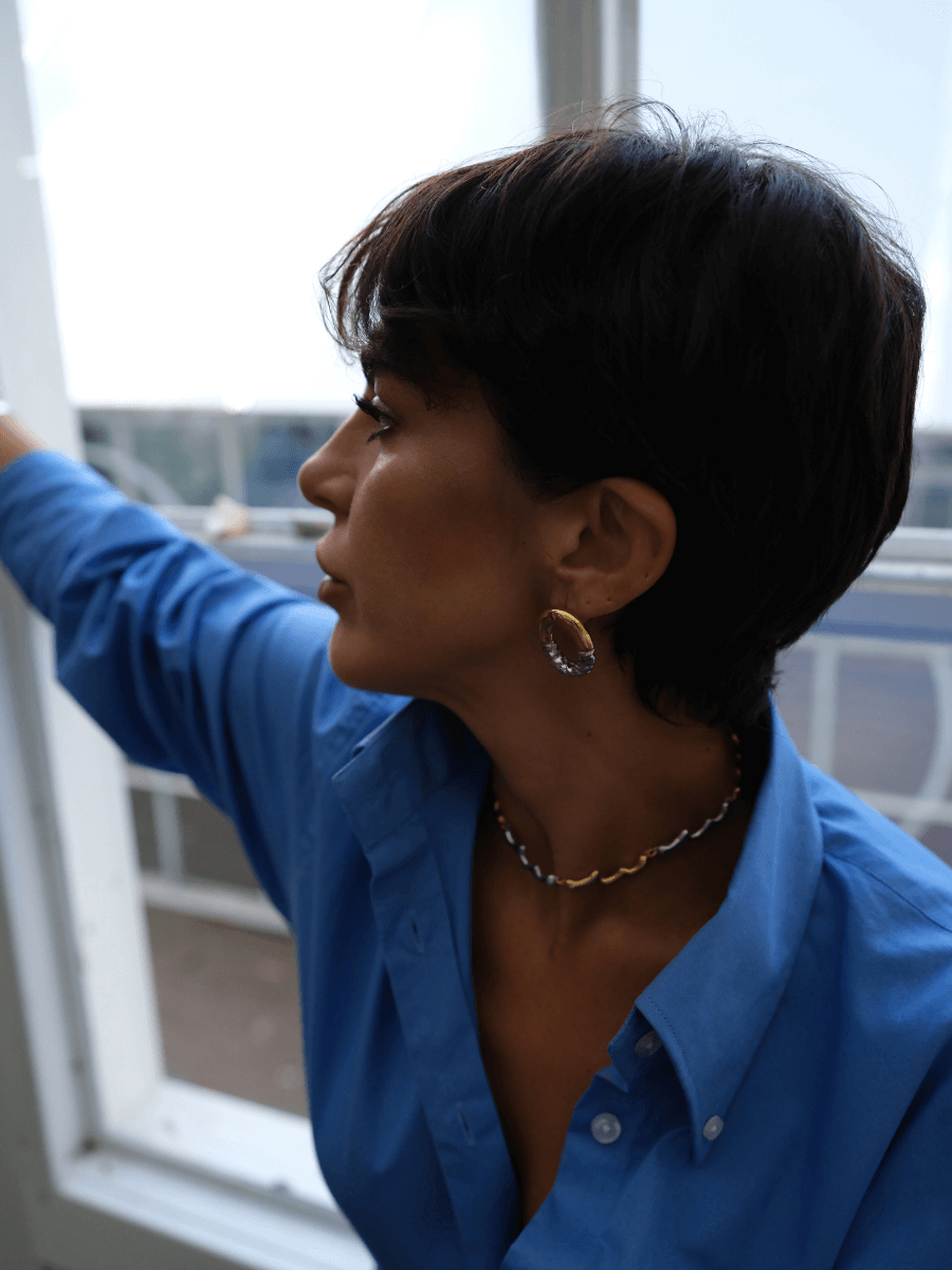 Rety Two-Tone Oval Earrings