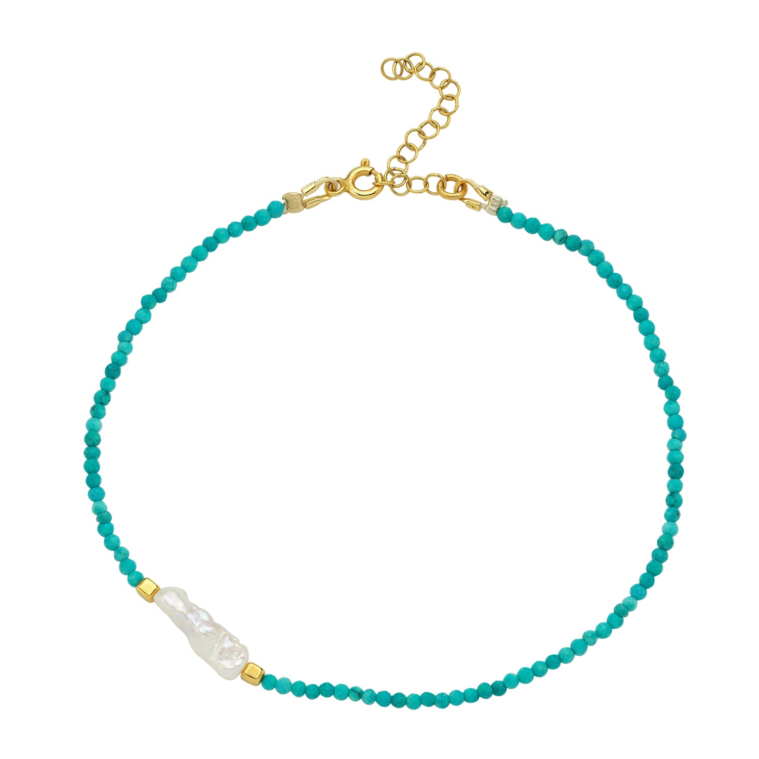 Megy Turquoise Small Pearl Anklet