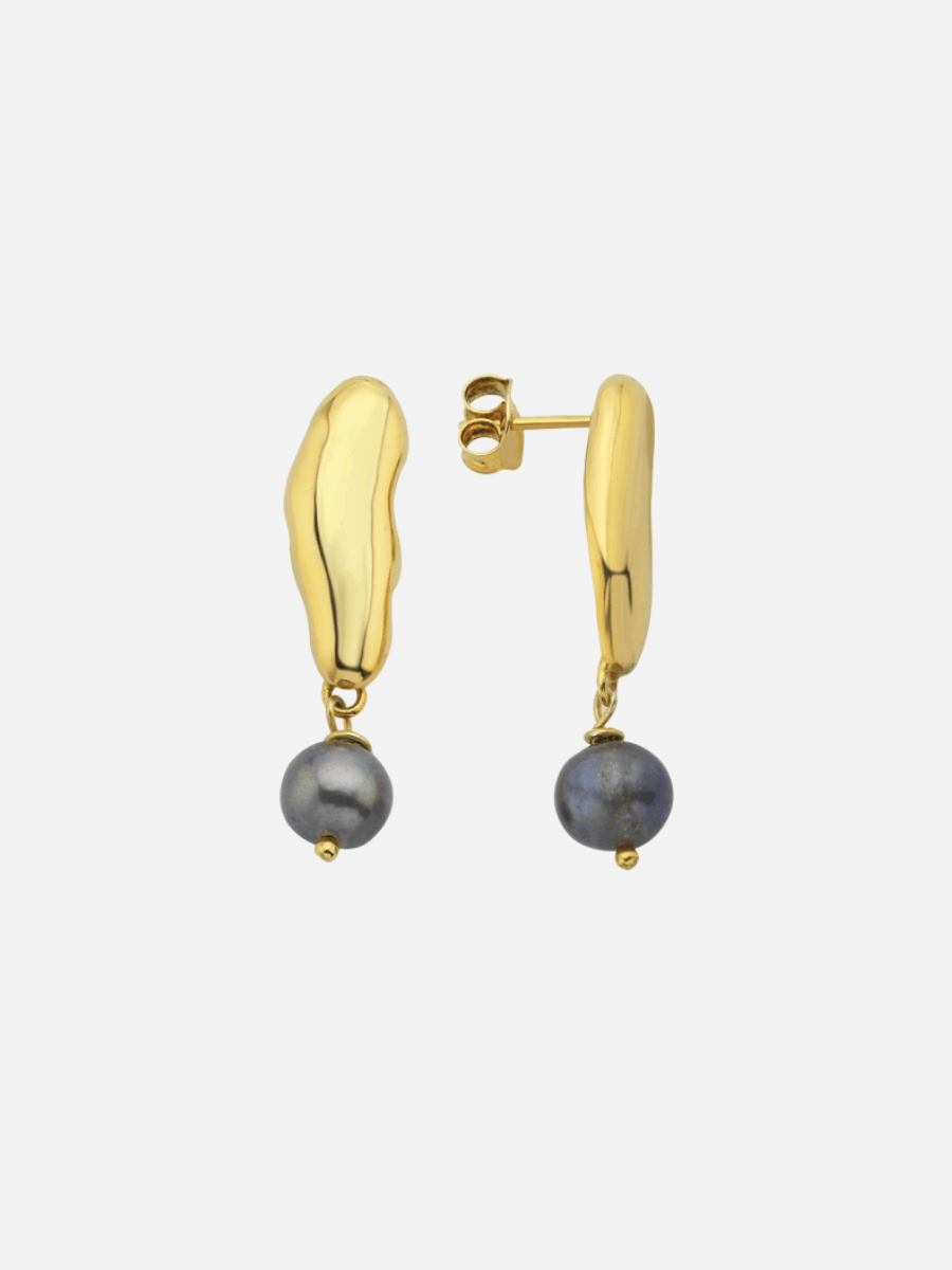 Gera Black Pearl Dangle Earrings