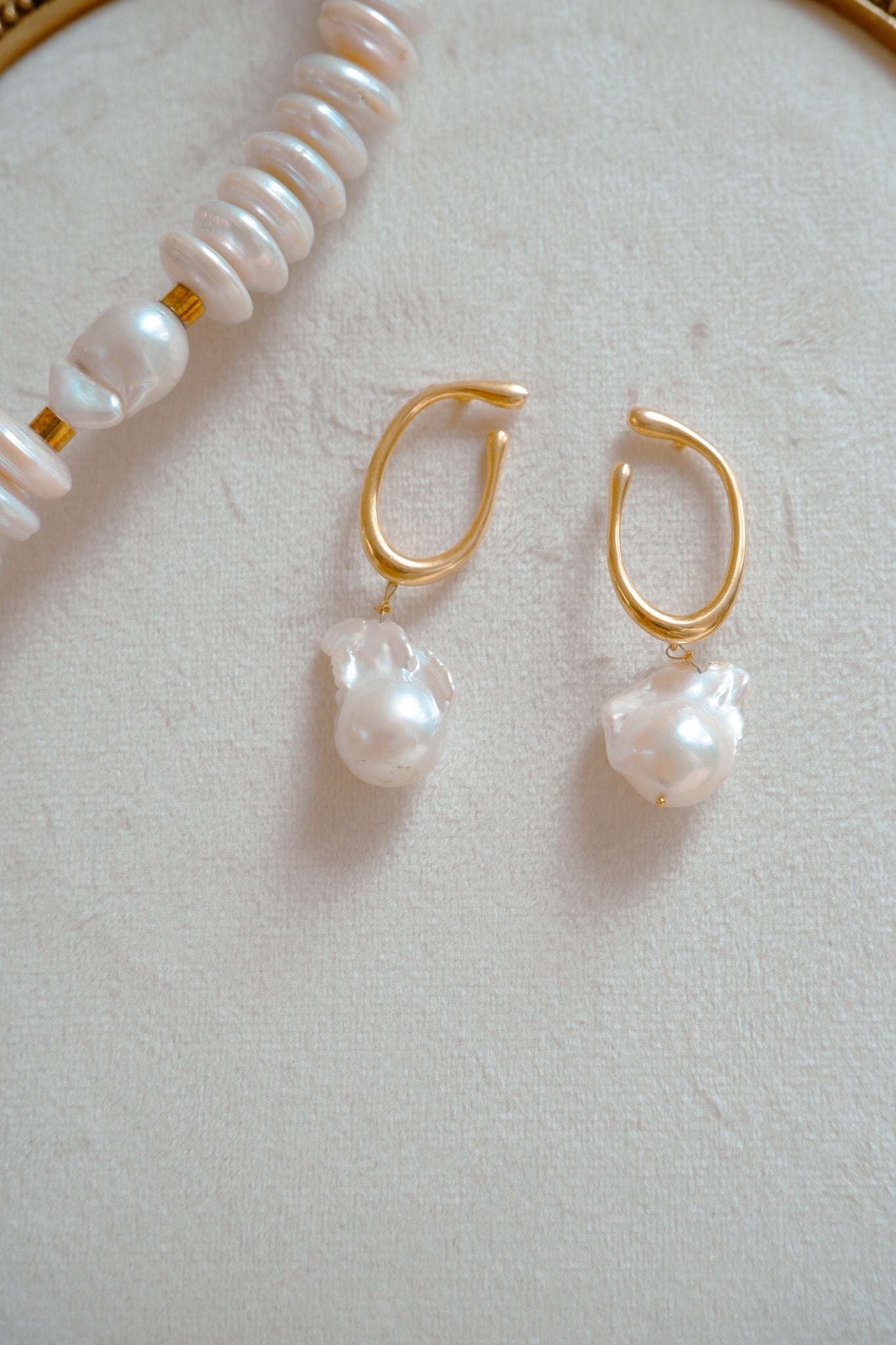 Tiny Large Baroque Pearl Earrings