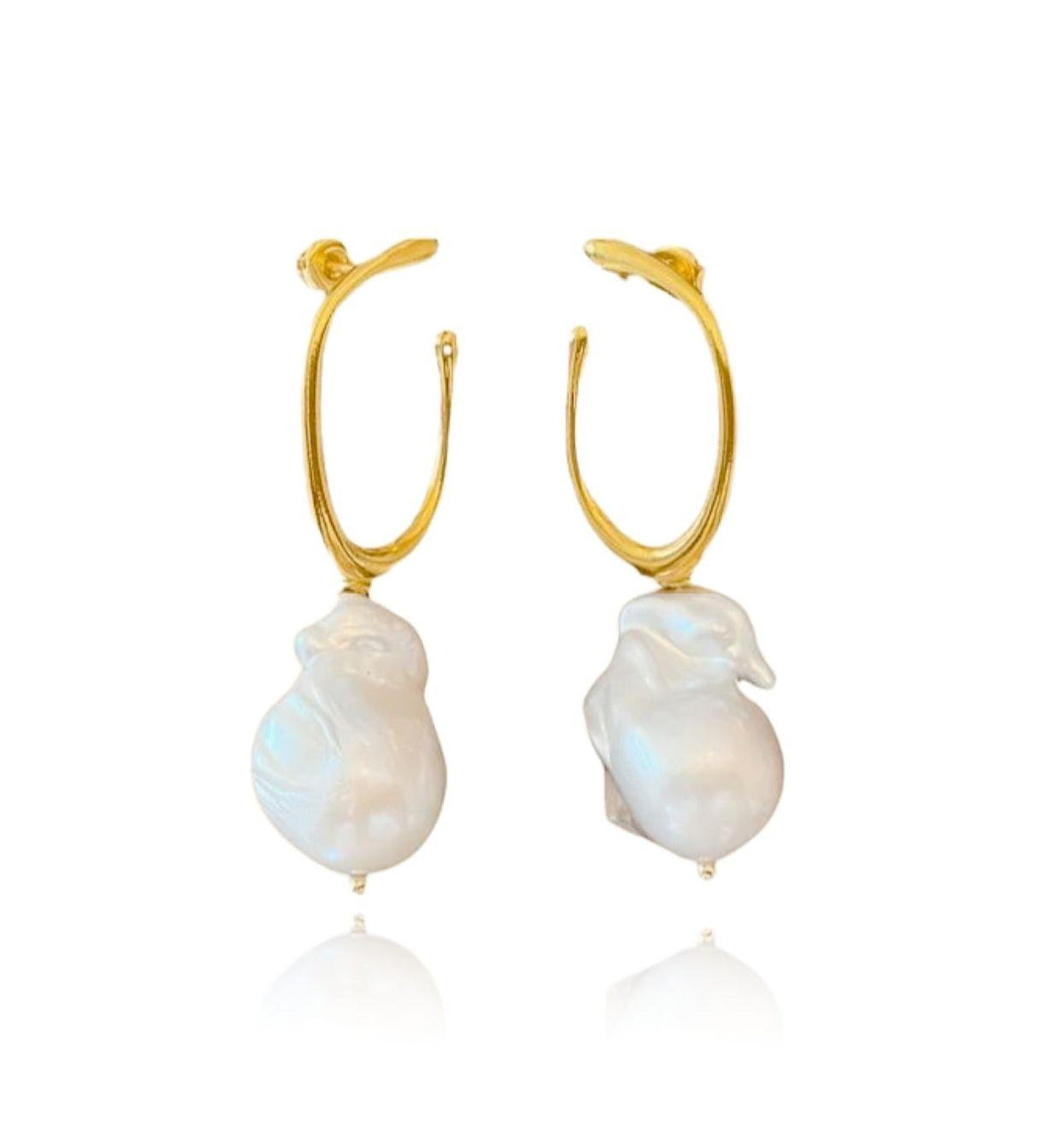Tiny Large Baroque Pearl Earrings