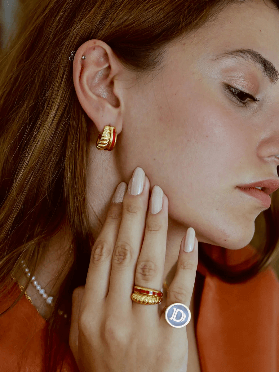 Rosa Enamel Hoop Earrings
